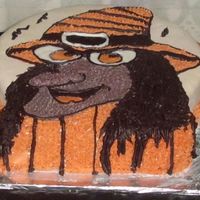 Wicked Witch Almond Cake covered with fondant and decorated with piped royal icing