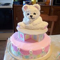 Formal07_001.jpg Teddy bear cake with fondant blocks and 14 inch round bottom.