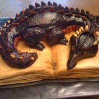 Dragon Book Carved cake book with rice krispy treat dragon. I got the idea from emilsmee's entry in the dragons and fairies contest. This is my...