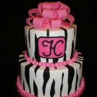Heidi's Zebra Birthday Made this for my daughters best friend. Buttercream with fondant accents. Bow is 50/50 gumpaste-fondant.