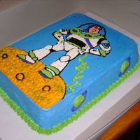 Buzz Lightyear This was for a 4 year old's birthday. It is a funfetti cake fill with chocolate buttercream. It is iced in BC. The Buzz design is made...