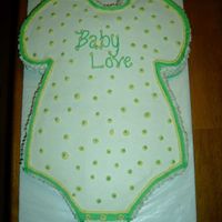Baby Onesie This was my first attempt at a baby onesie. It is half chocolate, half yellow cake as requested. It is iced in BC.