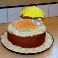 Beach Birthday Cake Birthday cake for my mom who loves the beach. I had planned to use BC tinted yellow and sprinkled with brown sugar to ice the cake, but she...
