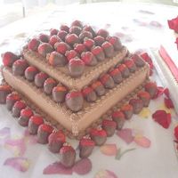1St Grooms Cake chocolate cake with chocolate filling and chocolate buttercream w/choc covered strawberries