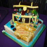 Treasure Chest Cake My first attempt! Couldn't have done it without the great info and pics from CC! WASC with buttercream. Treasure chest was chocolate...