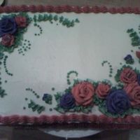 Cake With Roses i was bored one day so i made this cake. it turned out really pretty.