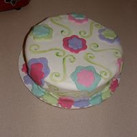 Fondant Cut Out Mother's Day Cake Chocolate, chocolate, chocolate covered in fondant.