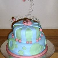 Second Cake This is the second cake I made and decorated. It's just a pound cake covered with fondant and fondant accents. I curled a thin floral...