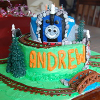 Thomas And Friends Birthday Cake This was made for a HUGE Thomas fan and inspired by so many cakes here on CC. Thomas is coming out the tunnel joined by his friends Percy...