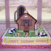 Barnyard Birthday Cake Buttercream with fondant animals and accents!