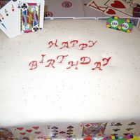 Casino Theme Sheetcake sheet cake. cannoli cream filling. fondant covered for 50th birthday party with casino theme.