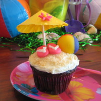 Beach-Themed Cupcakes I made these cupcakes for a beach-themed birthday party. The cupcakes are devil's food with caramel filling. The icing is cream cheese...