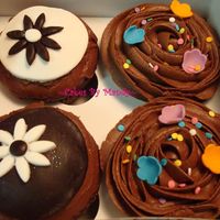 Cupcake Variety 3 These were all yellow cake with my chocolate buttercream and I wanted them to be able to experience fondant so I threw some white and dark...