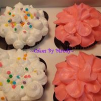 Cupcake Variety 2 These were all chocolate...the pink ones are regular buttercream and the white is bettercreme. Made for a tasting.