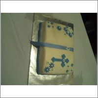 Baptism/christening Cake Made this for my nephew's baptism. It was french vanilla with raspberry filling.