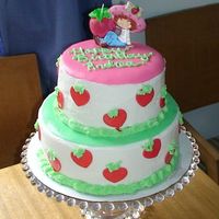 Strawberry Short Cake I made this for my daughters 5th bday. Its a white cake with strawberry filling. The cake is BC with MMF accents. This was my first tierd...