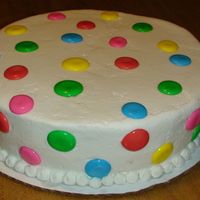 Cake2.jpg Again, just a practice cake, I still have a lot to learn. Its a white cake with buttercream frosting. The dots are RI.