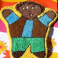 Go, Diego, Go! This was a for my little cousin&acute;s fifth birthday. I used a cake pan shaped like a cow&acute;s head, so Diego is a little wide...