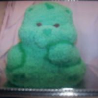 Care Bear This was my 2nd attempt at a 3D cake. But my husband was so curious, I gave him a 5 minute demonstration and HE did 90% of the light green...