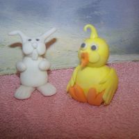 Easter Fondants The chick was my 2nd attempt at a fondant figurine. I made the rabbit the day before, but thought they looked cuter together.