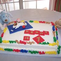 A Boy And His Dog First time working with fondant. I made my grandson and his dog, Buddy for his puppy theme party.