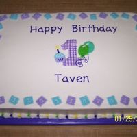 1St Birthday Cake This cake design was from the napkin the customer brought to me. The number 1 is made from fondant and then used and edible marker to draw...