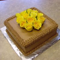 Yellow Rose Birthday Cake Yellow Roses, Chocolate cake with Chocolate buttercream frosting.