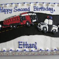 Police Car And Fire Truck Birthday The car and truck are made of color flow.