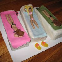 Bathing Beauties These are three bathing beauties for a beach party in the middle of cold New England winter. The three ladies are lying on lounge chairs...