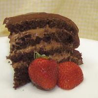 Chocolate Mousse Cake This is a chocolate cake with chocolate mousse filling & chocolate buttercream/mousse icing.