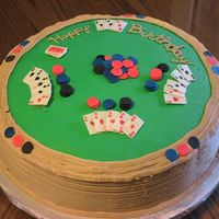 Poker Cake This cake was made for an 85th birthday, Although you can't really see it between the Happy and Birthday I put three cards a 7 and an...