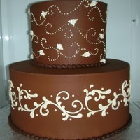 Chocolate Scroll Whipped Ganache Cake with Cream Scroll Work.