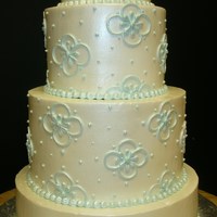 Simple Cake White Buttercream, Pearled with brides design