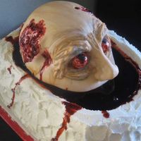 Head Coming Out Of Pool Of Blood For adult Halloween party the theme being Dante's inferno. They wanted a head coming out of a pool of blood. Was a red velvet cake...