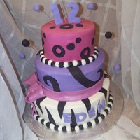 3 Tier Fun Cake A 3 tier fun cake for a 12th birthday, all covered in buttercream with fondant accents