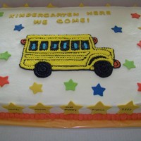 Pre K Graduation Cake A Pre K graduation cake, this was a full sheet vanilla cake, covered in vanilla buttercream, i star piped the school bus and the stars were...