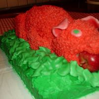 Roast Pig Yellow cake with buttercream icing , real apple , choc clay for ears eyes and lettuce..Everyone loved it.