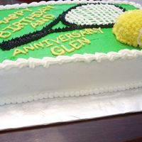 Tennis Cake Tennis Raquet and ball. all buttercream. Ball made out of fondant.