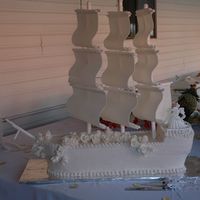 Pirate Wedding Ship My daughter wanted a pirate wedding, this is the cake idea we came up with. The main base was styrofoam with a cake layer on top. The sails...