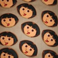 Dora The Explorer Cookie Butter cookies with royal icing. Party favours for a Dora fans 5th birthday.
