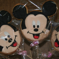 Mickey Mouse Cookies Butter cookes on sticks covered in Royal Icing for my sons 3rd birthday - a huge Mickey fan. They went down very well with all the children...