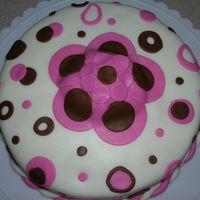 Polk A Dots Pink and brown for a women who loves pink. I wanted to put a fondant bow on top, but it was very humid in my house and it did not dry so I...