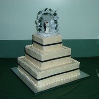 Square Wedding 6", 10", 14" square cakes. Real ribbon attached to sides.