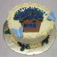 Barb's Violet Birthday Italian meringue icing, pot is colorflor, violets are royal icing.