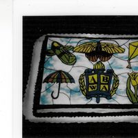 Stained Glass Business Cake Chocolate sheet cake with buttercream icing-design from business invitation