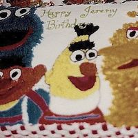 Sesame Birthday Chocolate Sheet Cake with buttercream, design from invitation