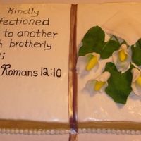 Friends & Family Cake 2008 This cake is for our Family & Friends day dinner at church tomorrow. This is my first attempt at mmf, and it turned out a little bubbly...