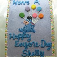 Eyeore Cake I did this for a friend who loves Eyeore. Cut from fondant, white cake with secret recipe icing.