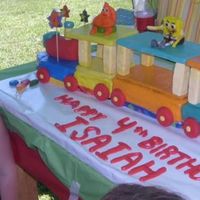 Happy Birthday Train This is my little boys party. He loved his train cake. I had to redo the chocolate and replace it with it with fondant covered board...