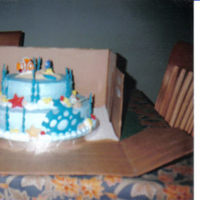 Nemo Two tiers covered in buttercream and all details are fondant. Figures are toys.